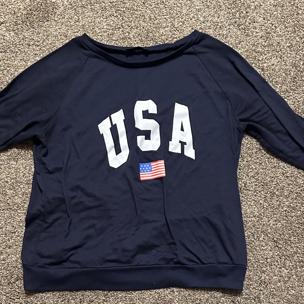 SHEIN Navy USA Graphic Sweater